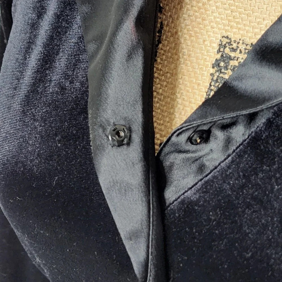 Sagaie France Vintage Womens Designer Satin Velor Tuxedo Body Suit Size 2 Black - Picture 9 of 16